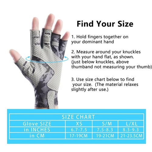 CHSMONB Fishing Gloves UPF50+ Sun Gloves, UV Protection Fingerless Gloves Men Women for Fishing, Kayaking, Rowing, Paddling, Canoeing, Hunting (GL)