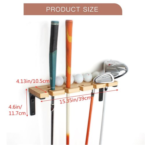 BiJun Golf Club Holder Organizer, Golf Club Rack Storage Golf Putter Stand Golf Ball Holder Putter Holder Wall Mount Display Golf Club Holder Storage Organizer for Garage (A2)