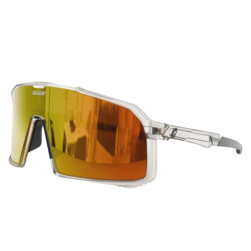 Collective Sunglasses - Polarized Sunglasses Men - UV Protection - Lightweight Sport Sunglasses (Frame (Clear) / Lens (Orange))