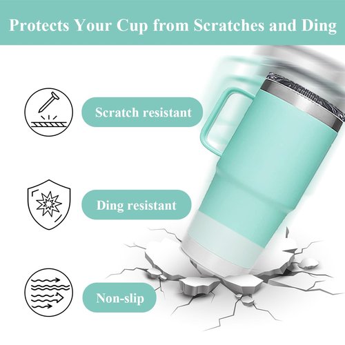 WSGALARY 2 PCS Silicone Protective Boot for Yeti Rambler 20oz/25oz/30oz/35oz Tumbler, Anti-Slip Protective Silicone Water Bottle Bottom Boot Sleeve Cover for Yeti Tumbler [Transparent+Transparent]