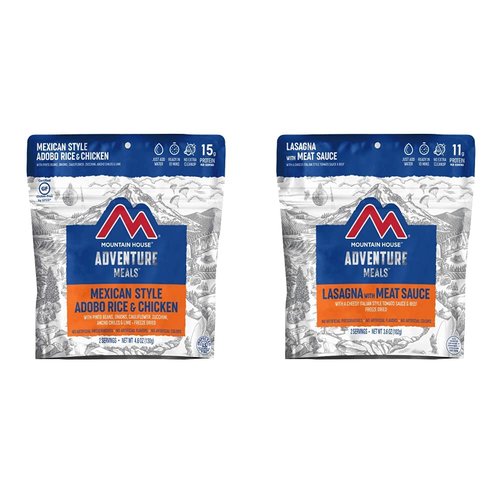 Mountain House Mexican Style Adobo Rice & Chicken | Freeze Dried Backpacking & Camping Food | 2-Servings | Gluten-Free & Lasagna with Meat Sauce | Freeze Dried Backpacking & Camping Food |2 Servings