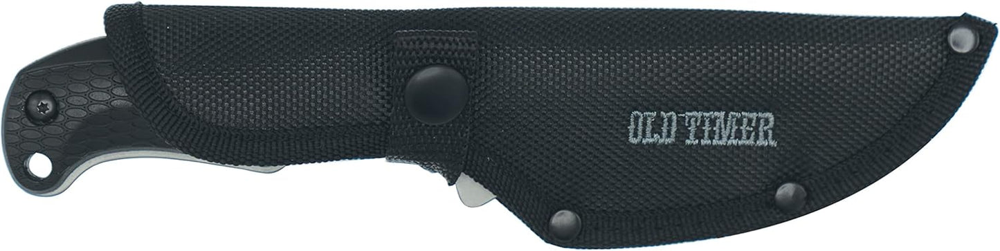 Old Timer 2143OT Gut Hook Copperhead 8.1in S.S. Full Tang Fixed Blade Knife with 3.7in Drop Point and Rubber Handle for Outdoor, Hunting and Camping
