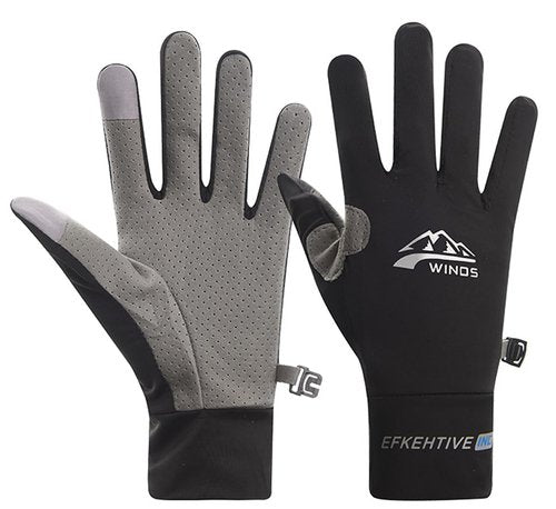 SUJAYU Full Finger UV Protection Gloves - Women & Men's Thin Fishing, Hiking, Cycling, Driving, Gym Gloves (Black, Large)