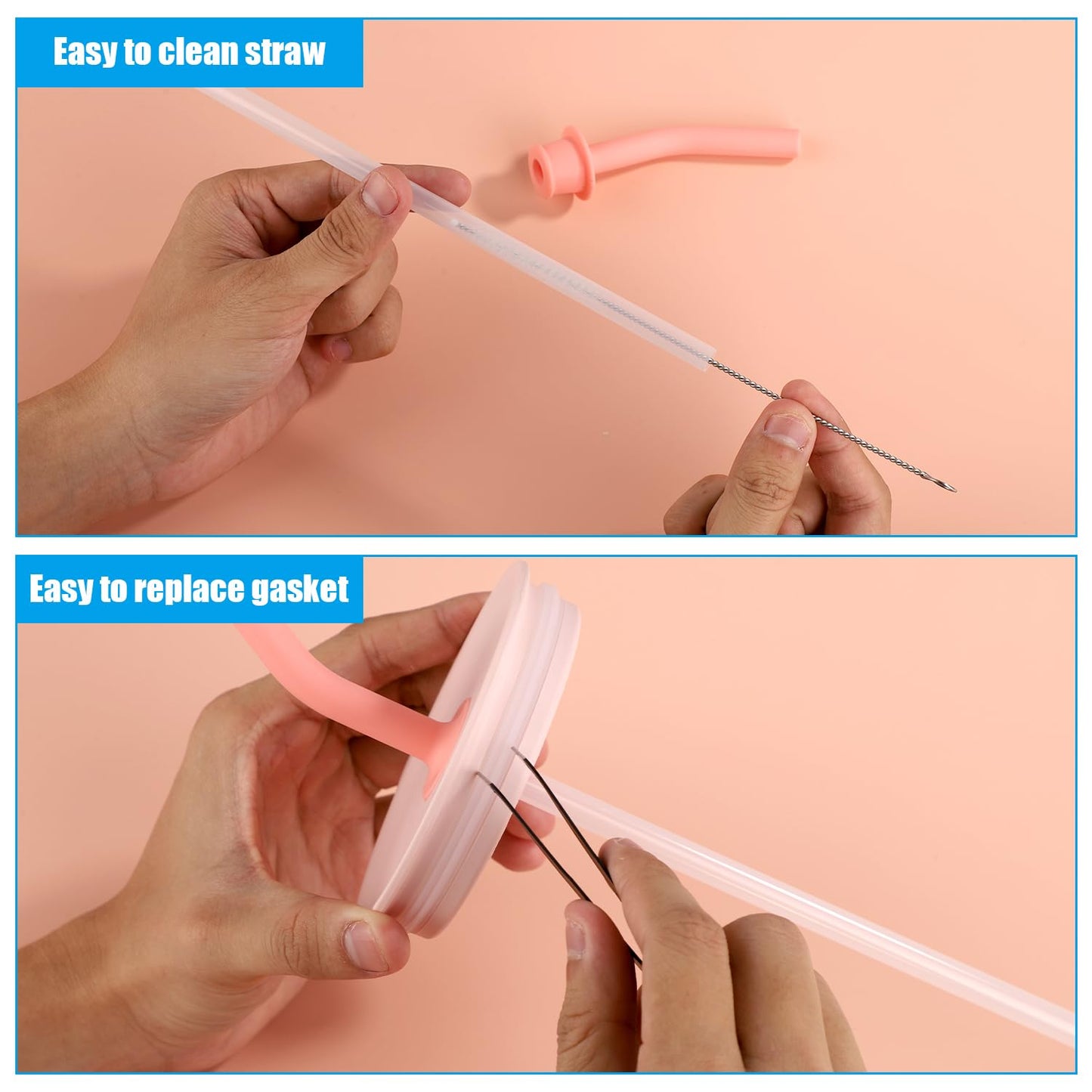 5pcs Press-in Straw Replacement for Hydroflask All Around Travel Tumbler, Silicone Reusable Straw with Washers for Hydroflask Accessories for Hydroflask Travel Tumbler 32oz 40oz