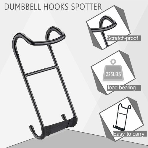 KORIKAHM Dumbbell Spotter Hooks Pair,Heavy Duty Steel Dumbbell Hooks Safety Connector for Barbell Bench Press Workout