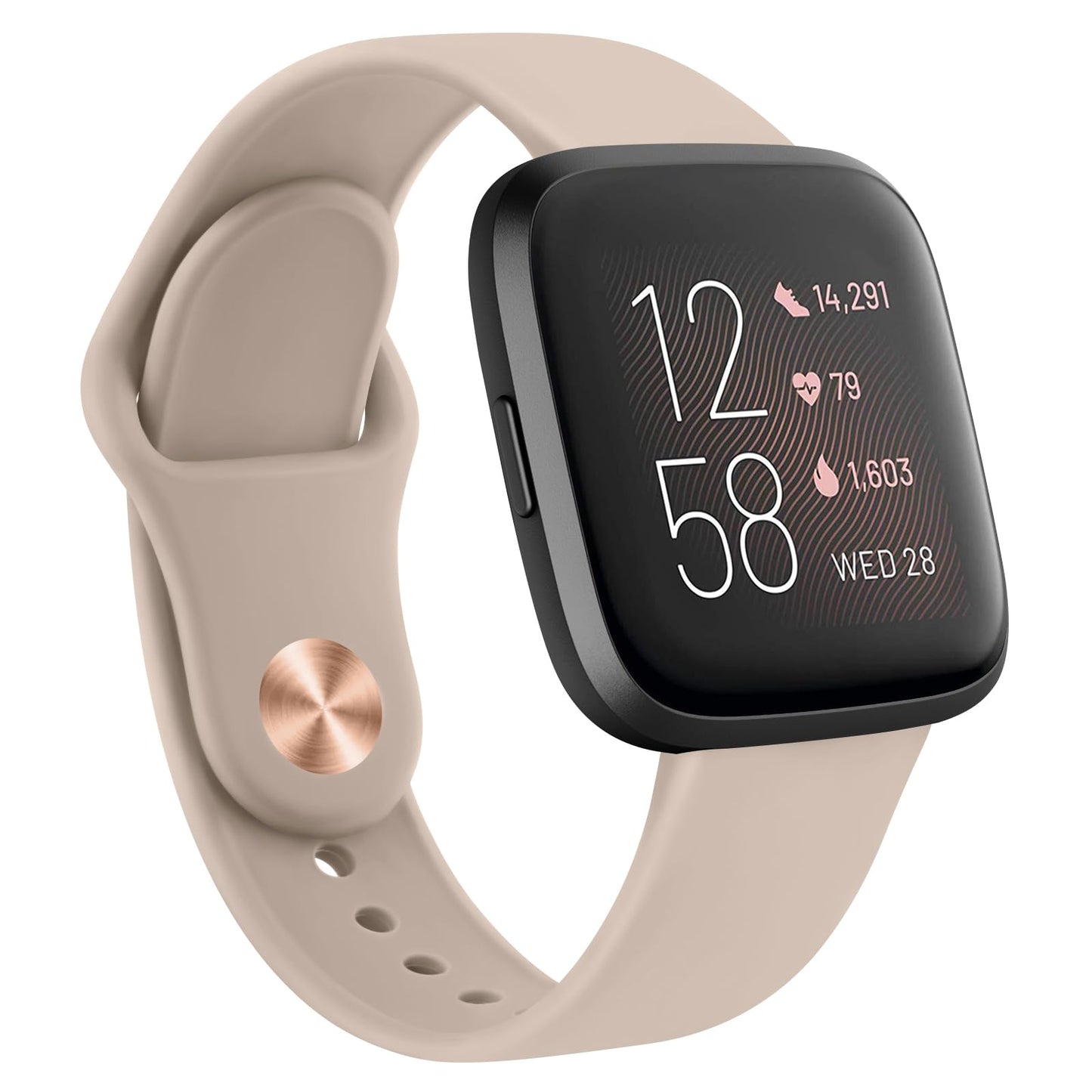 AK Silicone Bands Compatible with Fitbit Versa 2 / Fitbit Versa/Versa Lite/Versa SE Bands for Women Men, Classic Soft Straps Replacement Sport Wristbands for Fitbit Versa 2 Smart Watch (Milk Tea)