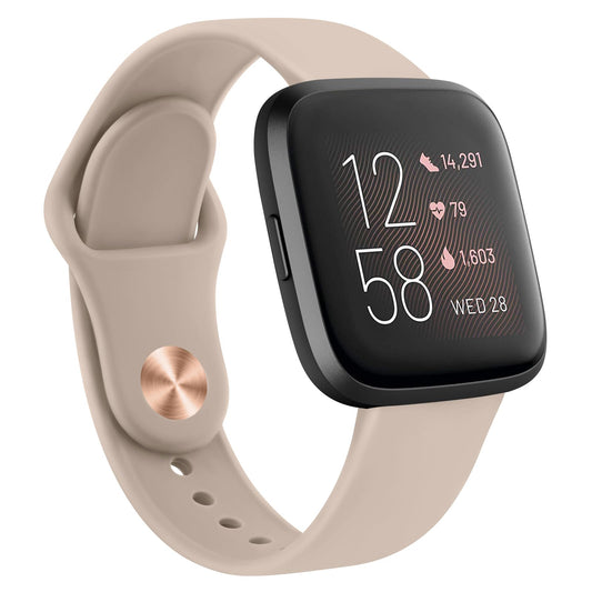 AK Silicone Bands Compatible with Fitbit Versa 2 / Fitbit Versa/Versa Lite/Versa SE Bands for Women Men, Classic Soft Straps Replacement Sport Wristbands for Fitbit Versa 2 Smart Watch (Milk Tea)