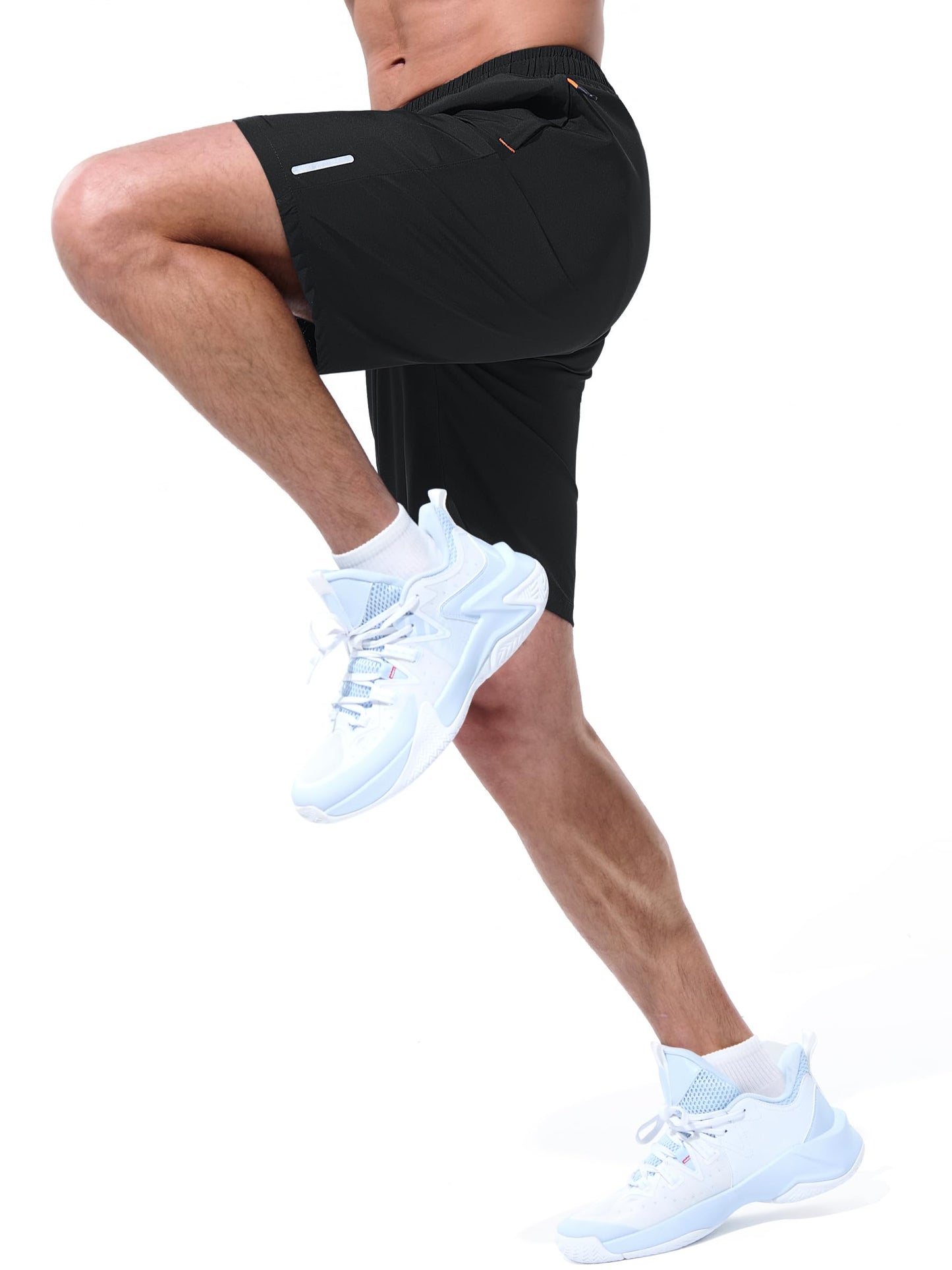 UIQUR Mens Athletic Shorts Running Shorts Quick Dry Workout Shorts 7"/ 9" Lightweight Gym Basketball Shorts Zipper Pockets Black M