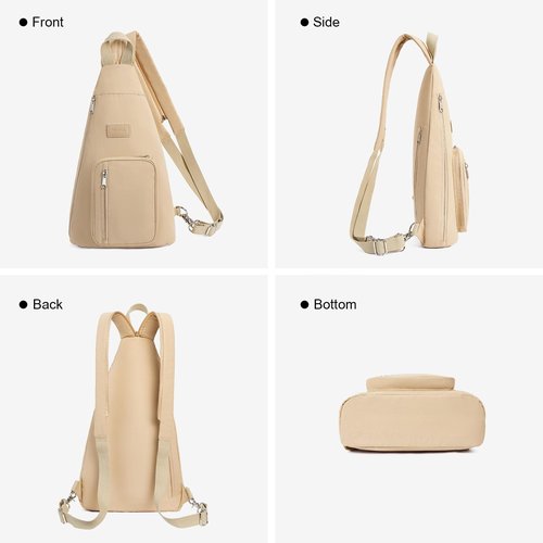 Telena Sling Bag Crossbody Backpack for Women Man 2 in 1 Lightweight Chest Bag Casual Daypack Backpacks for Travel Hiking Khaki
