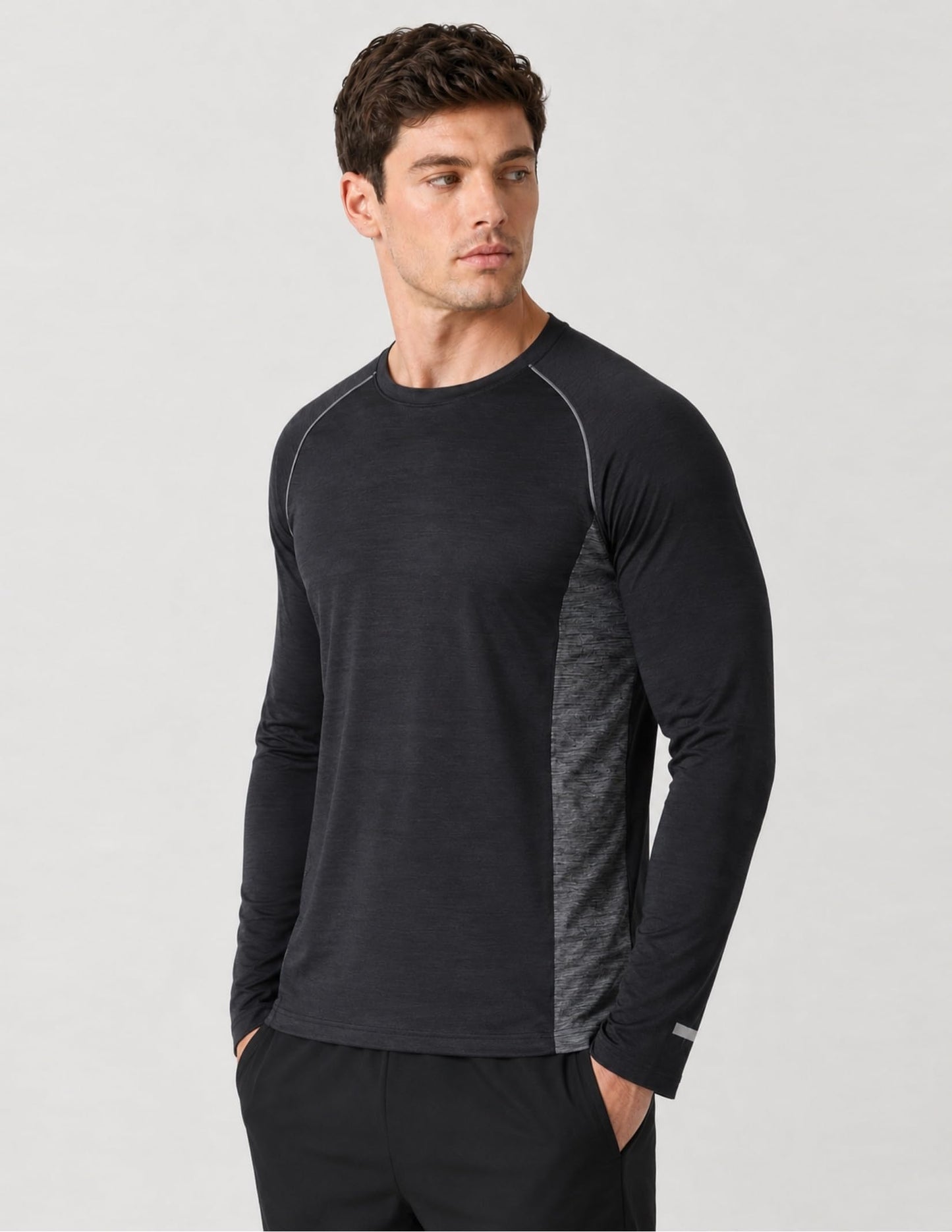 Liberty Imports 3 Pack Men's Long Sleeve Workout Shirts, Dry Fit Moisture Wicking Athletic Tops with Thumbholes (Set 3, Medium)