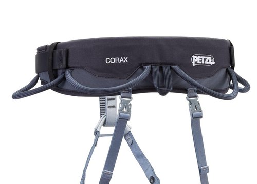 PETZL CORAX Comfortable and fully adjustable harness for gym and outdoor climbing, dual buckle waist, 2, dark gray