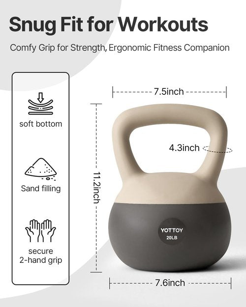 YOTTOY Soft Kettlebells, 10 lb kettlebell with Anti-Slip Base & Impact-Resistant Design - Perfect for Strength Training Kettlebells Weightlifting, Personal Training