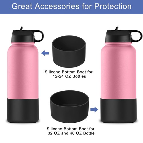 uxcell 2pcs 6cm Protective Silicone Boot Sleeve for 12-24 oz, Water Bottle Bottom Silicone Anti-Slip Sleeve Cover, Irregular Shape Cup Accessories, White