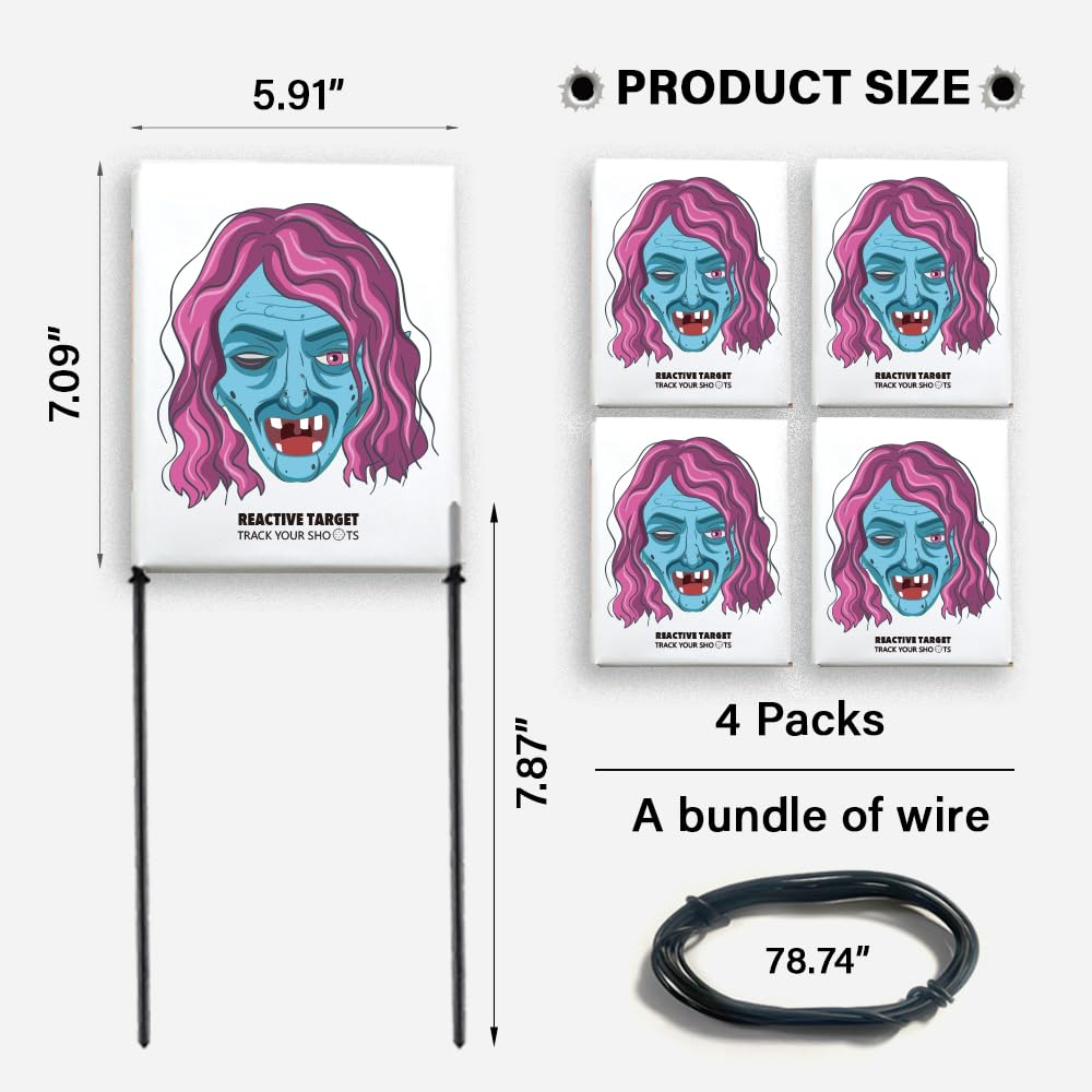 4-Pack Burst Reactive Target Set – Easy-to-See Targets for The Range, Shooting Practice Target with Bright Impact Effect, Simple Setup, Family-Friendly Shooting Accessories Pink Color