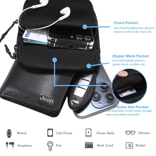 MDJYMYZ Crossbody Sling Bag Men, Cell Phone Shoulder Holster Men, Neoprene Waterproof Shoulder Backpack Chest Crossbody Bag