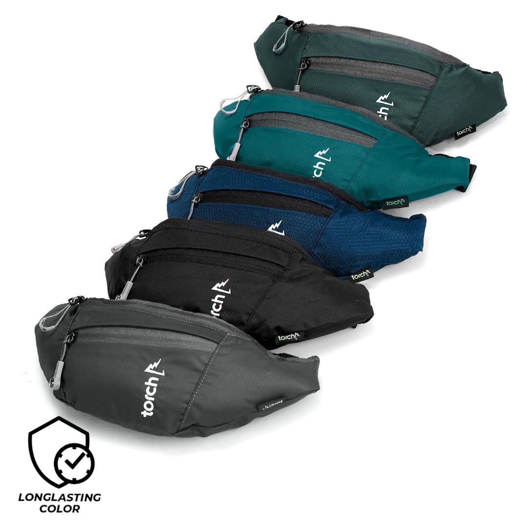 TORCH Fanny Pack for Men Crossbody - Waist Bag for Women with Compass Survival & Secret Pocket, Shoulder Bag Men Women for Travelling, Workout, Running, Outdoor - Hamura (Grey)