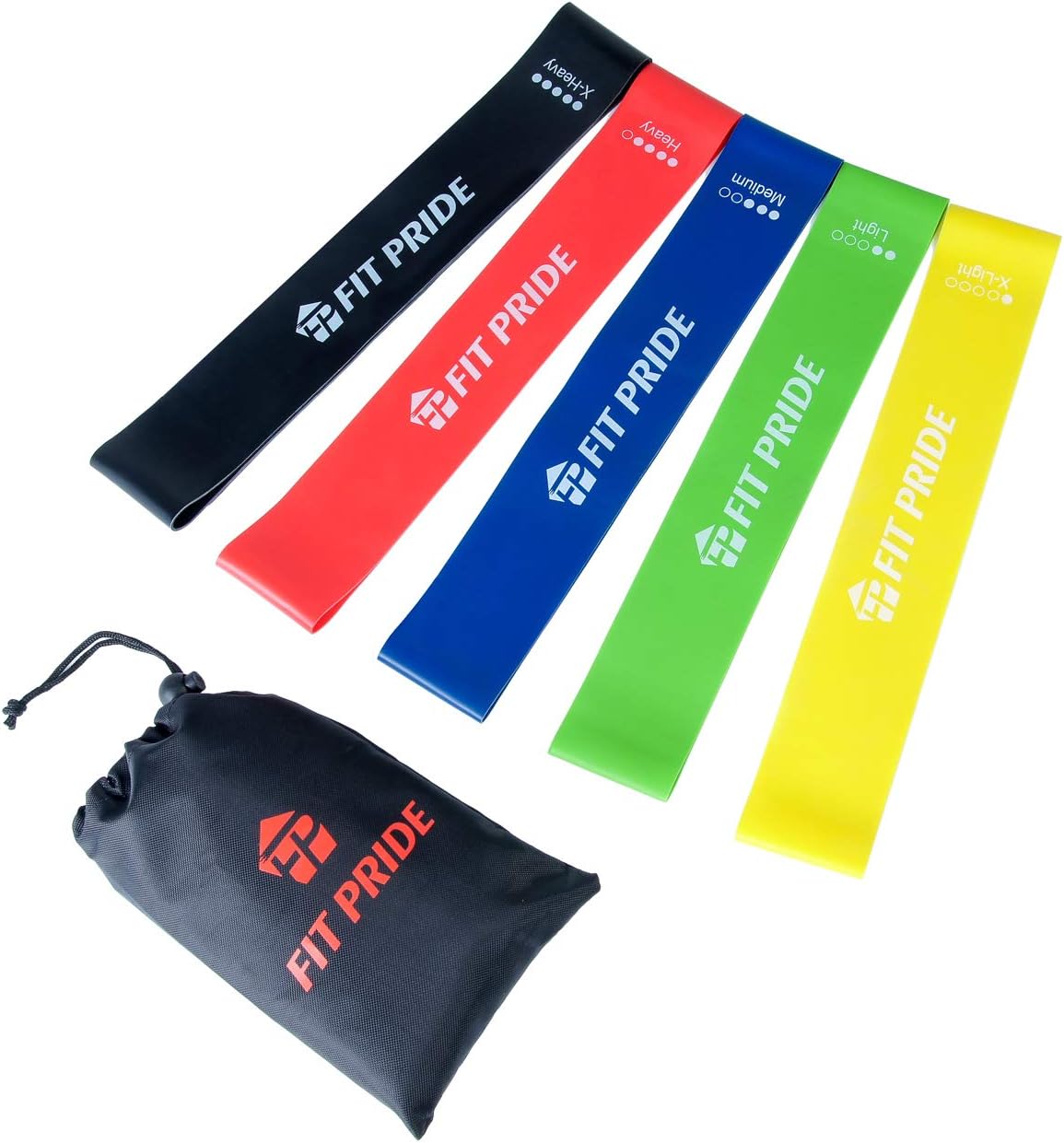 Resistance Loop Exercise Bands with Carry Bag and Ebook,5 Pack Premium Workout Bands for Legs and Butt, Yoga, Pilates, Strength Training, Home Fitness