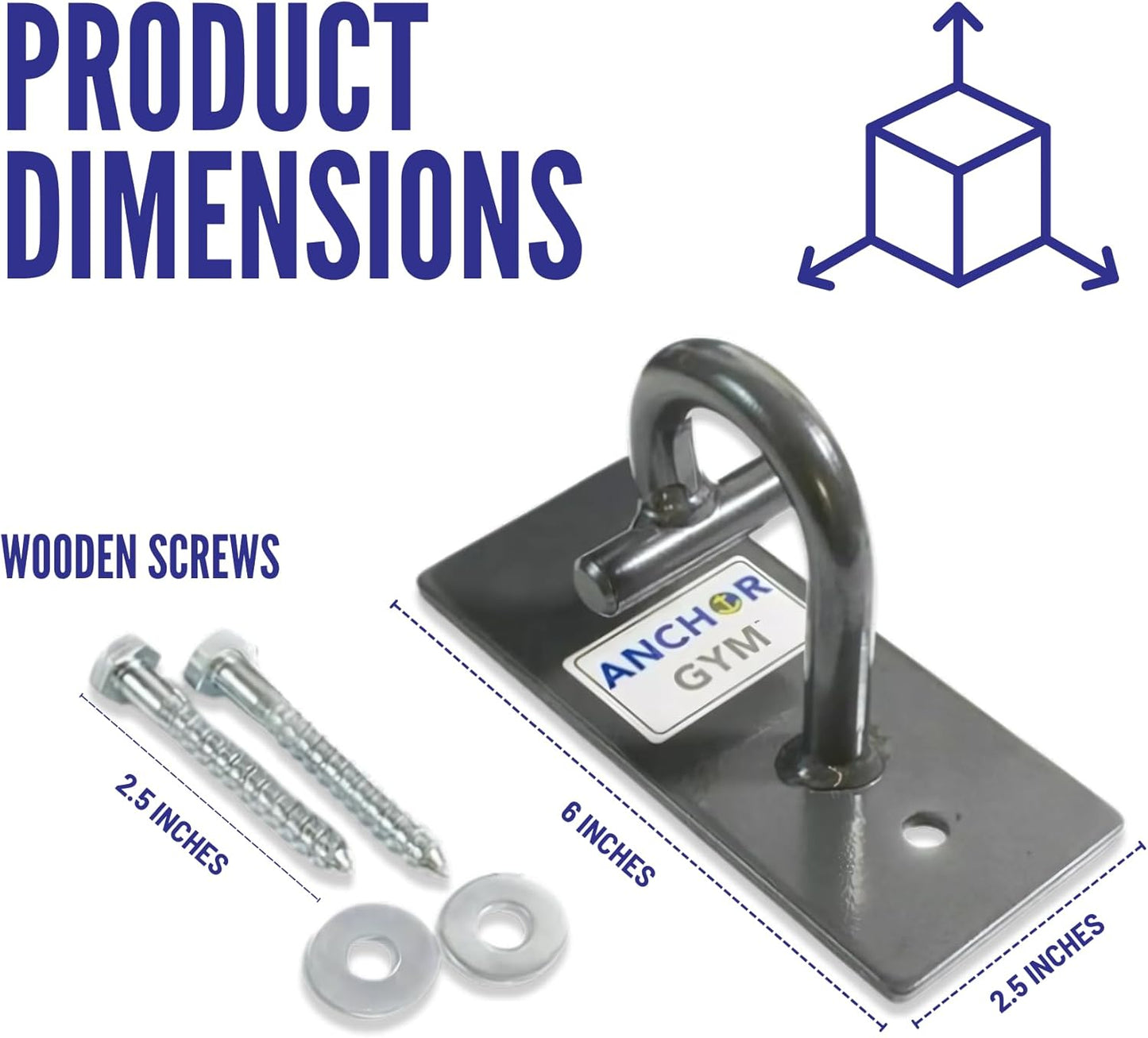 Anchor Gym Core Station - Wall Mount Workout Anchors for Resistance Band, Three Units with Two Hooks for Exercise Bands, Body Weight Straps, Strength Training - (Wood Mounting Screws Included)