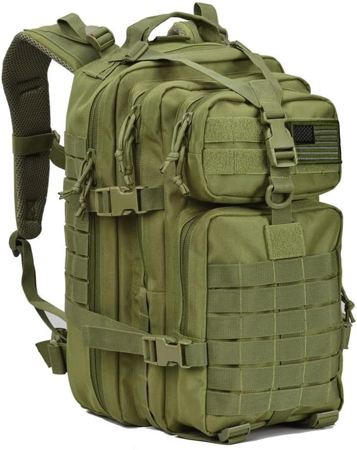 REEBOW GEAR Military Tactical Backpack for Men Large 34L Army 3 Day Assault Pack Molle Bag Backpacks (34L, Black)