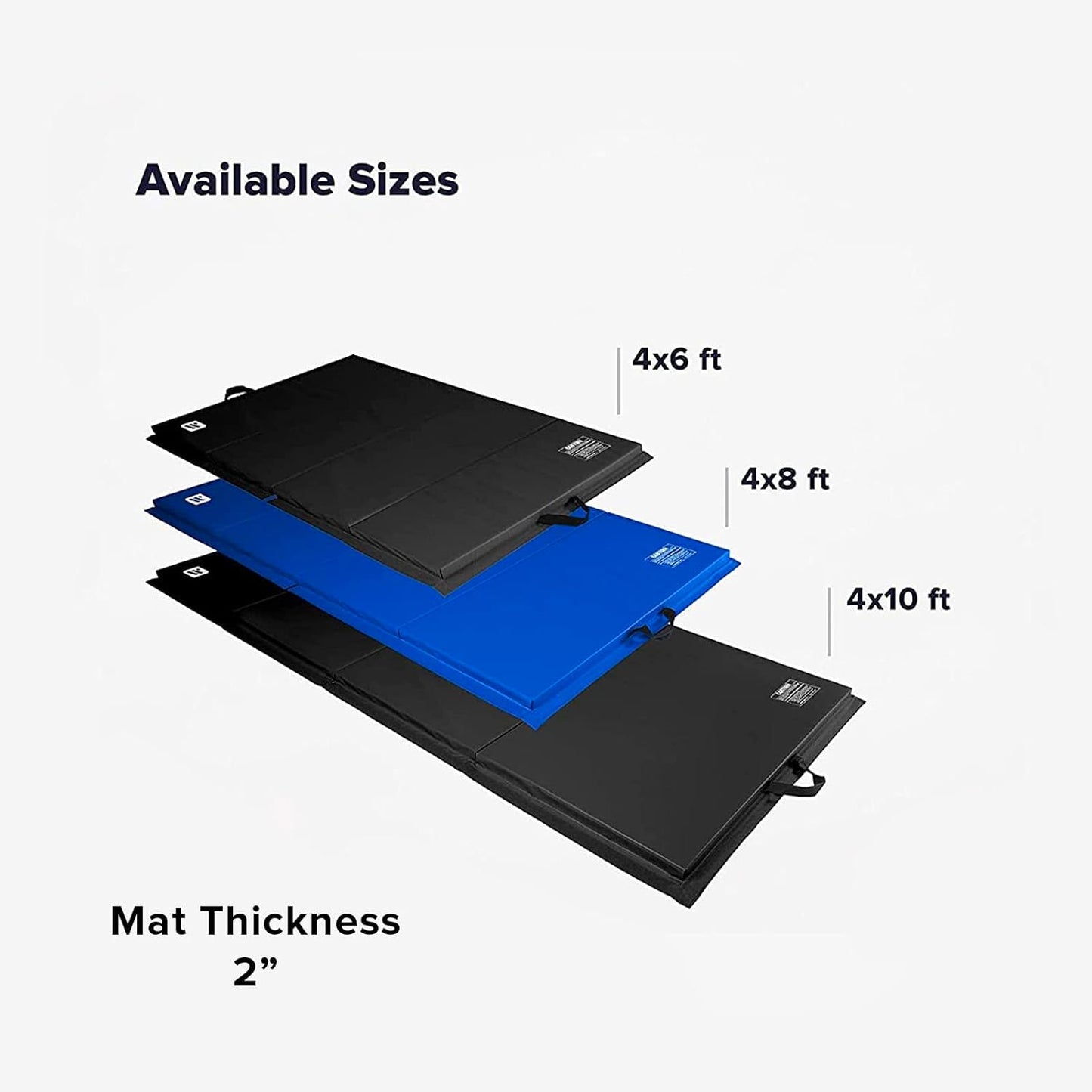 4ft x 10ft x 2in Fitness Mat - Lightweight, Foldable Exercise Mat for Personal Use