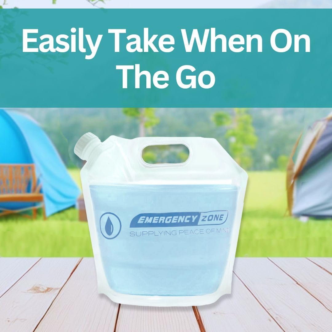 4 Liter/1-Gal Water Pouch for Emergency Water/Food Storage, Camping, and Hurricane Supplies for Home | Compact Collapsible Water Container