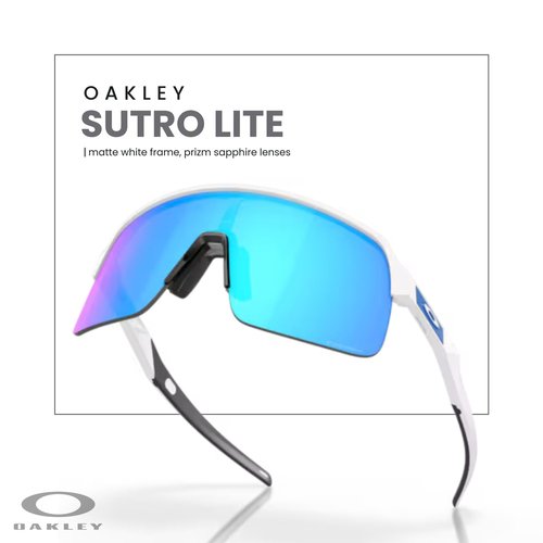 OAKLEY Sutro Lite OO9463 946319 39MM Matte White/Prizm Sapphire Shield Sunglasses for Men for Women+ Bundle Accessory Leash Kit, Microfiber Pouch