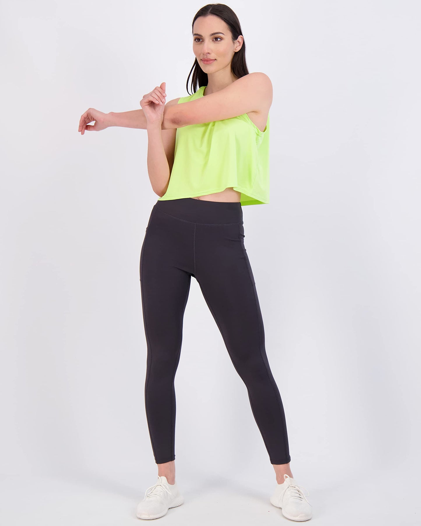 Real Essentials 5 Pack: Women's Dry Fit Crop Summer Tank Top - Gym Yoga Workout Sports Tee (Available in Plus Size) Set 5, M