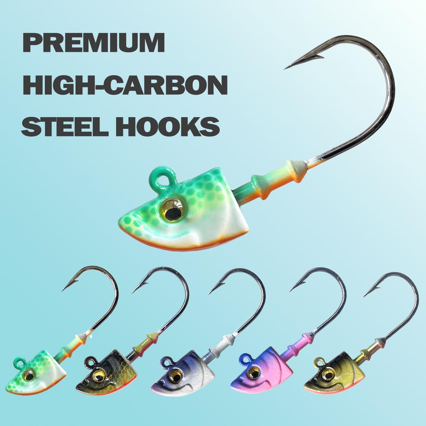 Fish Corner Swimbait Jig Head Swimbait Jigs with 3D Eyes Minnow Jig Heads for Fishing Saltwater 10 pcs/Set 1oz