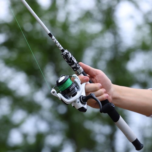 Sougayilang Spinning Reel and 2-Piece Fishing Rod Combo, Durable Graphite & Fiberglass Rod, Split-Grip Cork Handle,Right/Left Handle Position(7FT)