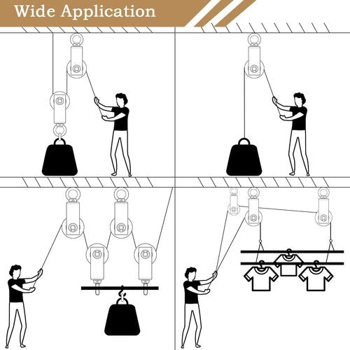 Cable Pulley Wheel for Rope with Carabiner,Ball Bearings, Smooth No Noise, 360° Swivel Small Wire Pulley for Pulley System Lifting, DIY Home Gym, Winch, 1 Pack