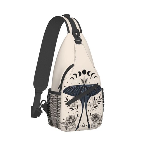PETTDY Moon Moth Sling Bag For Men Women Shoulder Backpack Chest Bags Crossbody Daypack For Hiking Camping Outdoor Trip