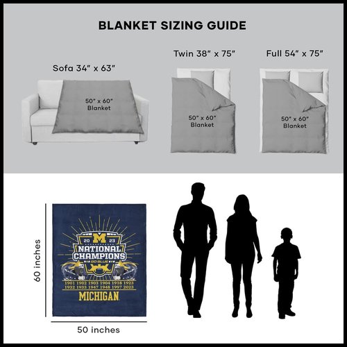 Northwest Michigan Wolverines 2023 National Champions Silk Touch Throw Blanket – 50 x 60 inches – Soft Plush College Football Fan Gear