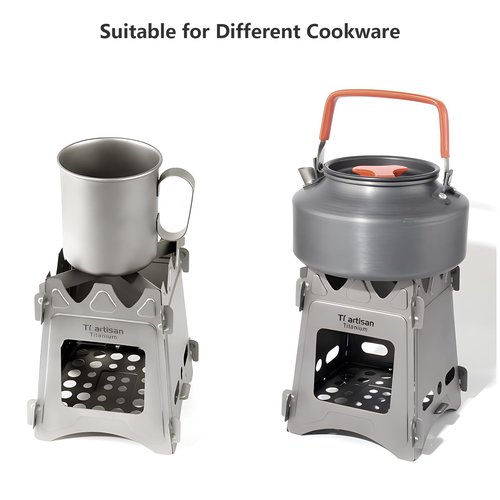 Titanium Wood Burning Stove, Camping Stove, Foldable Titanium Portable Backpacking Stove for Outdoor Camping Picnic BBQ