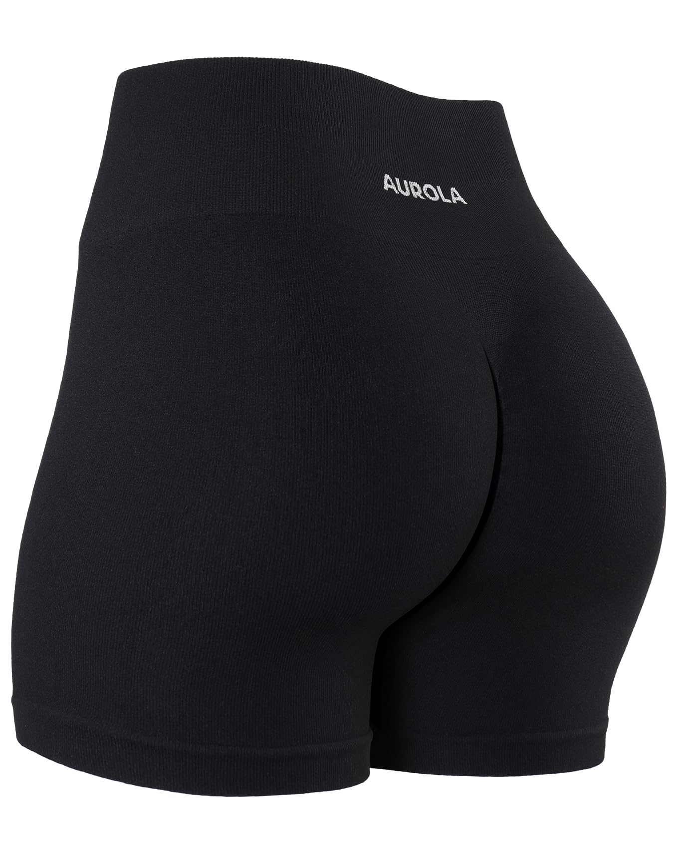 AUROLA Power Scrunch Butt Workout Shorts for Women Seamless Gym Shorts High Waist Tummy Control Yoga Biker Shorts,Black,S