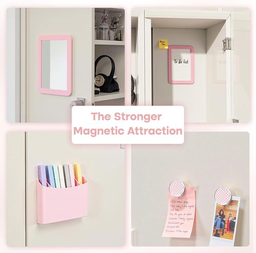 Locker Organizer Accessories Kit for Girls, 8 Pcs Pink Locker Decorations for Middle School, Back to School Preppy Essentials Set