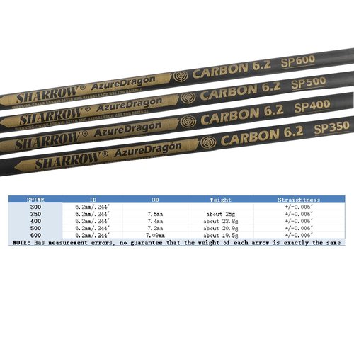 HNZMDY 30" Pure Carbon Arrows Archery Practice Hunting Arrows Spine 300 350 400 500 600 Targeting Arrows with Removable Tips for Compound & Recurve & Long Bow 6/12 Pcs