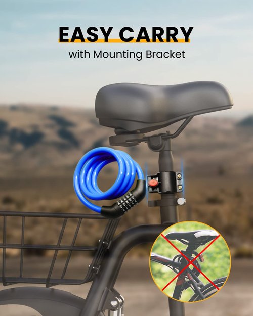 Everyfun Bike Lock Cable with Combination,High Security 5-Digit Resettable Combination Bicycle Lock Anti-Theft, Scooter Lock with Mounting Bracket for Bikes and Scooters(Blue)