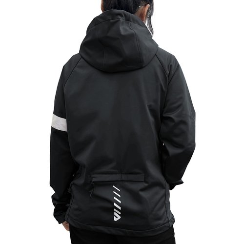 Wulibike Cycling Jackets for Womens Running Jacket Winter Thermal Reflective Hoodie Windproof Coat With 6 Pockets Black M