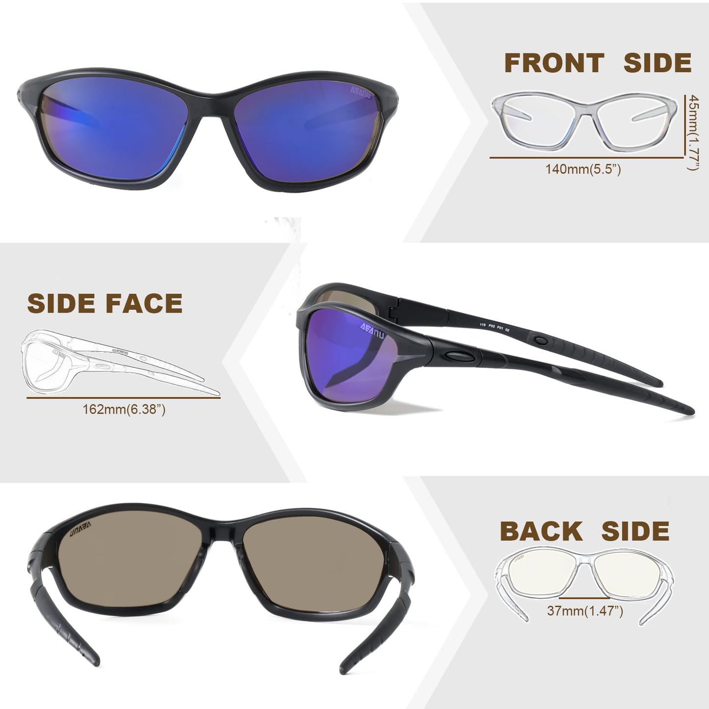 AEANU Day & Night Sunglasses 2-Pack for Women & Teens – Lightweight UV400 Mirrored and Yellow Lens Glasses for Outdoor, Driving, and Everyday Use