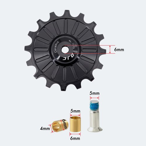 DJC Bike Ceramic Bearing Pulley Wheel 2pcs Guide Roller 11T 12T 13T 14T 15T 16T 17T MTB Road Bike Rear Derailleur for Shimano for Sram Pulley(Black 2pcs 11T)