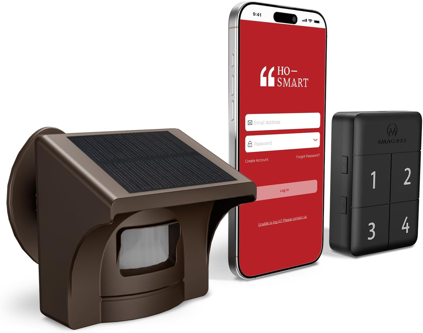 eMACROS Pro 4 Solar Driveway Alarm with App,1/2 Mile Range, Perfect for Use with Home Security Cameras, Rechargeable Base Station with 7-Day Backup Power & 58 Chimes, Idea Gifts for Parents (2025 New)