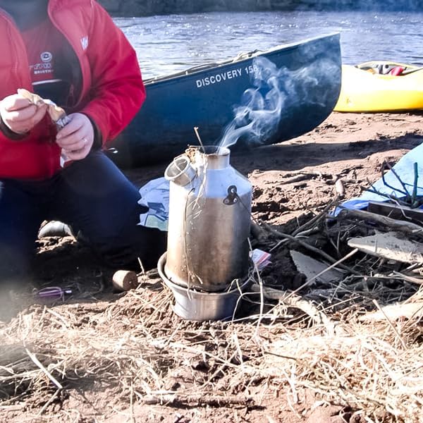 Scout 41 oz. Anodized Aluminum Kelly Kettle® (1.2 ltr) Rocket Stove Boils water Ultra Fast with just sticks/twigs. Enables You to Rehydrate Food or Cook a Meal. For Camping, Fishing, Emergency