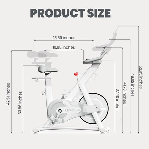 WONDER CORE Indoor Cycling Exercise Bike, WONDERCISE Bike - 13.2LB Flywheel, 32-Level Resistance, Silent Belt Drive, Bluetooth Connectivity, Tablet Holder, Adjustable Seat/Handlebars (White)