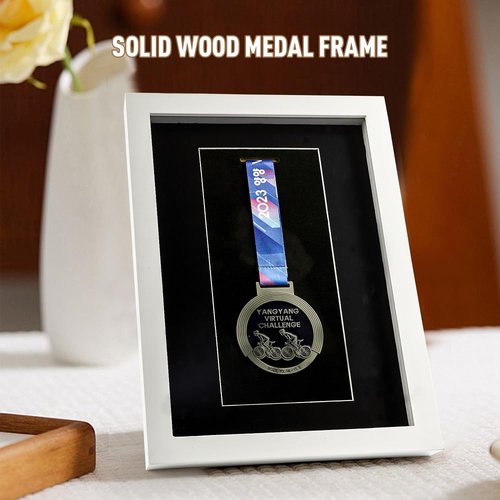 Solid Wood Medal Display Case, Display Frame for Display and Storage of Sports Medals, Military Medals, Badge (White, 9x13inch)
