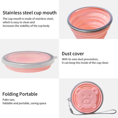 Collapsible Silicone Folding Cup - Lightweight Expandable Drinking Cup - Reusable Portable Mug For Travel, Camping, Hiking, Survival, Picnic, Beach, Holiday, Outdoor Sports