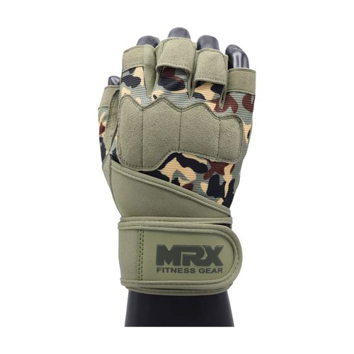 MRX BOXING & FITNESS Weightlifting Gloves for Men Workout Mens Wrist Support Lifting Male Gym | Accessories Weight Fingerless Exercise Powerlifting Olive Green 2628-OLV-L