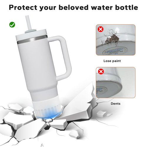 BOCHUANG Tumbler Boot for Simple Modern 40 oz Stanley Tumbler Silicone Sleeve 30oz Owala Bottle 24 oz Hydroflask Cup Boot Cover 40oz Quencher Water Bottle Rubber Bottom Hydro Flask Accessories, White