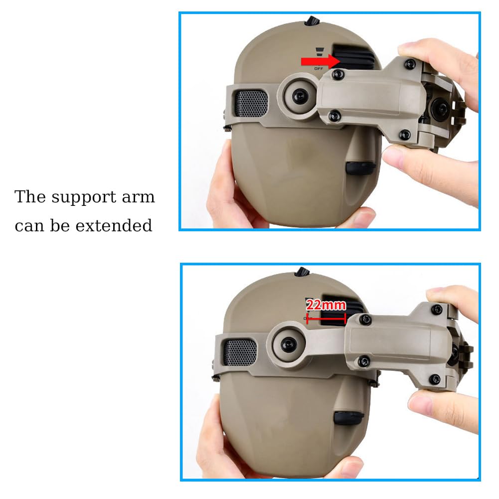 ARC Rail Adapter for Tactical Helmets, Fast Helmets Accessories Compatible with Walker's Razor and Razor Digital Earmuffs (Tan)