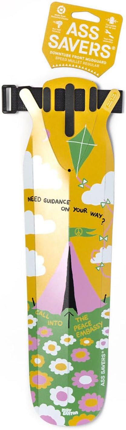 Ass Savers Bike Fender, Speed Mullet Clip On Front Mudguard/Fender, Regular for 23-47mm Tires, Cable Routing, Single 2-in-1 Velcro Strap, Easy Mounting Within Seconds