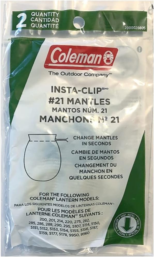 Coleman Insta-Clip Lantern Mantles, 2-Pack of #21 Wire-Twist Mantles for Fueled Lanterns, Change Mantles Easily with Twistable Wires
